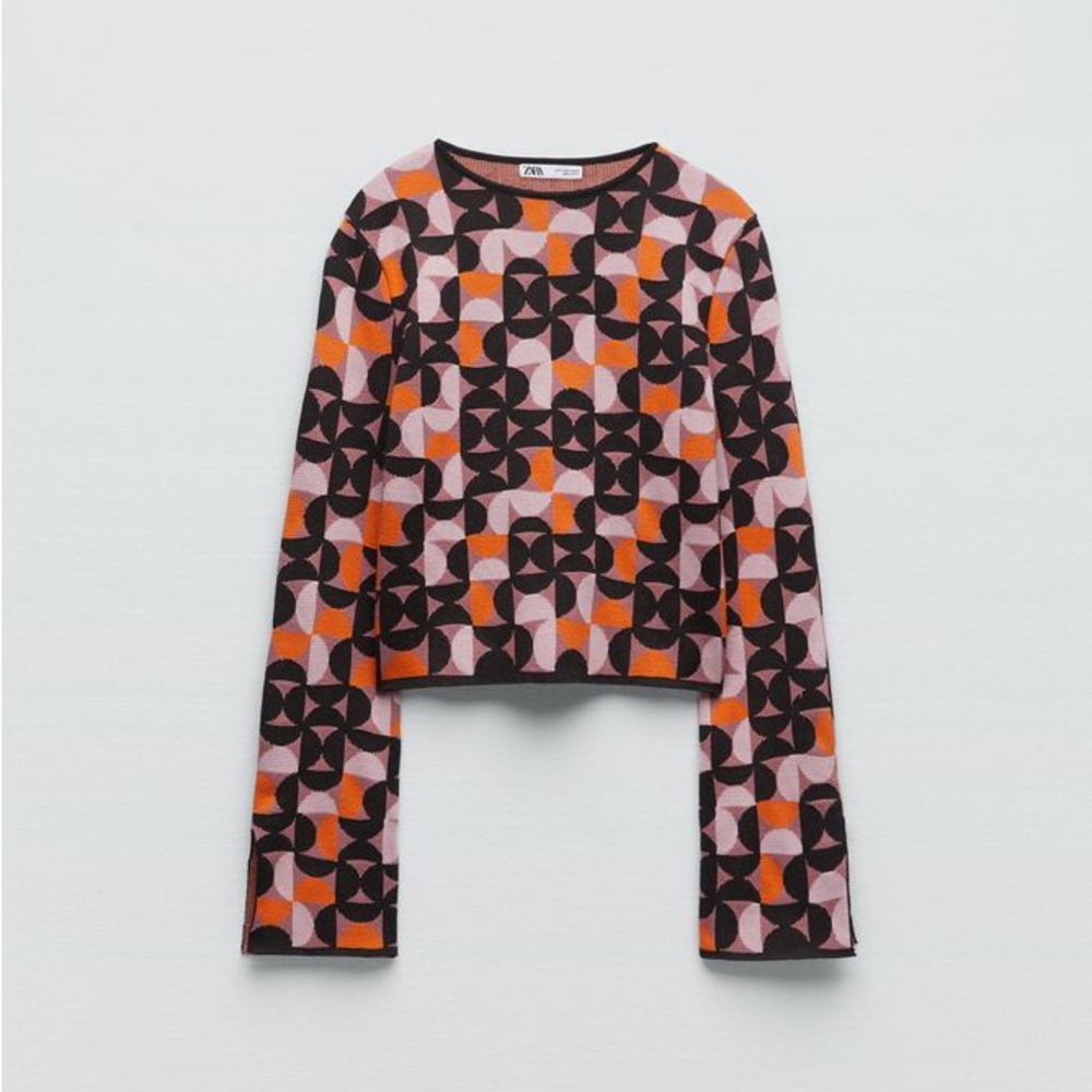 geometric jacquard knit sweater